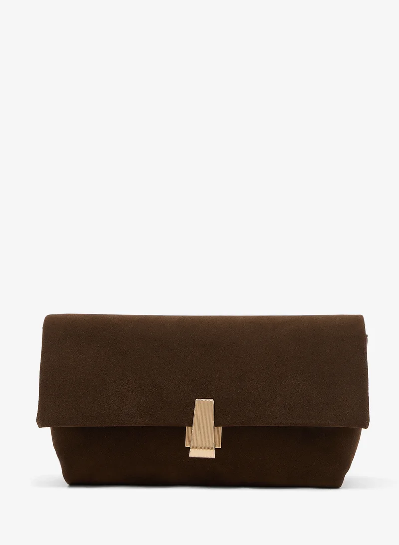 جلاموروس Faux Suede Fold Top Clutch Bag