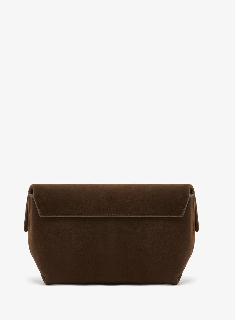 جلاموروس Faux Suede Fold Top Clutch Bag