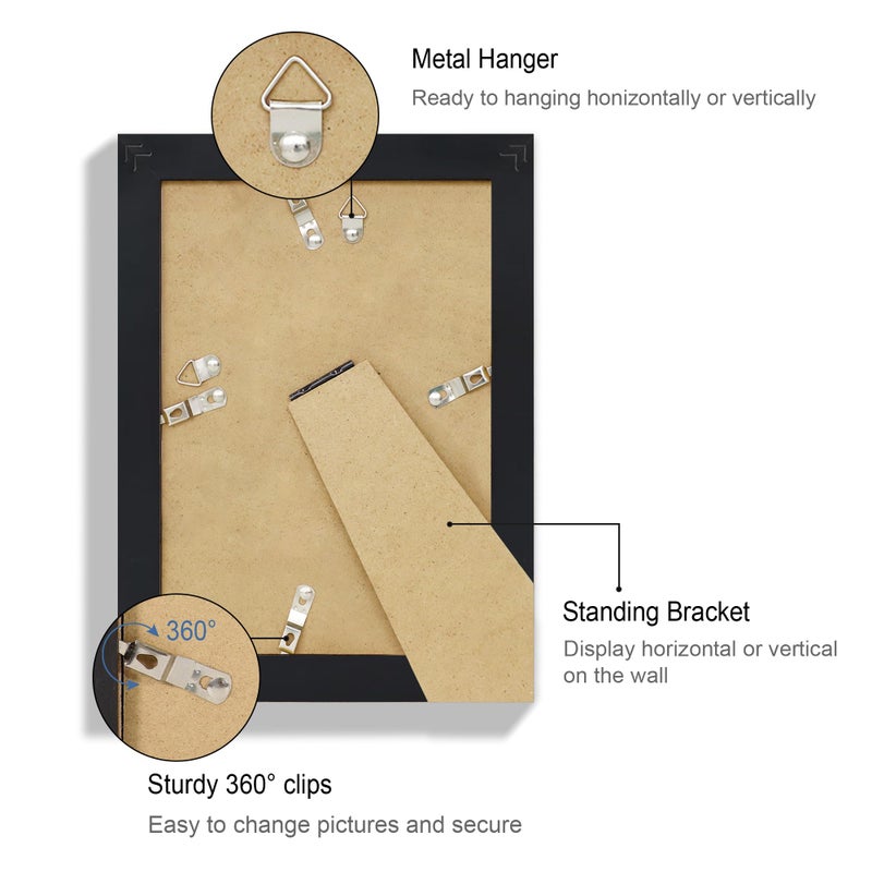 Hongkee 5.5x8.5 Picture Frame Set of 4, Made of Real Glass and Black Frame, 5.5 by 8.5 Photo for Wall or Tabletop - Image 5