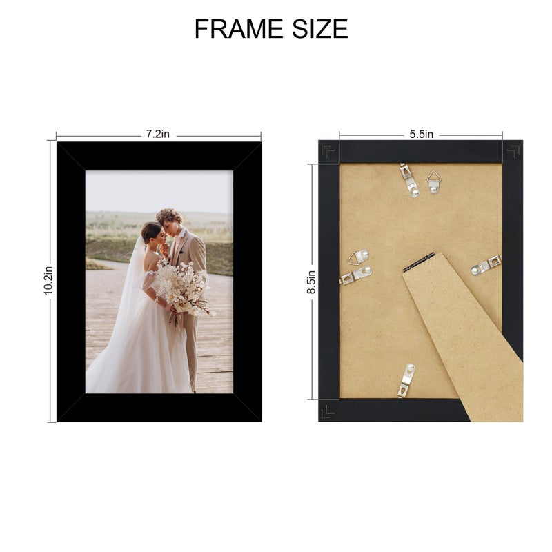Hongkee 5.5x8.5 Picture Frame Set of 4, Made of Real Glass and Black Frame, 5.5 by 8.5 Photo for Wall or Tabletop - Image 2