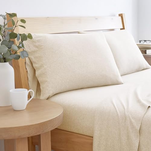 BED INC Road Trip America Jersey Sheets King Set - Cotton (4 Pieces) All Seasonal Deep Pockets Soft Cozy Knit Stretchy Bed Sheets - Hotel and Residential Quality (Oatmeal, King) - Image 1