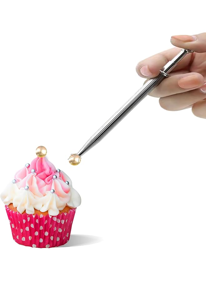 S-TOP Sprinkle Pen, Pearl Grabber, Sugar Bead Pick-up Tool, Dragee Holder with 4-Prong, Edible Candy Catcher with 4 Claw for Cake, Cupcake, Ice Cream Baking Decoration, Green Tiger - Image 1