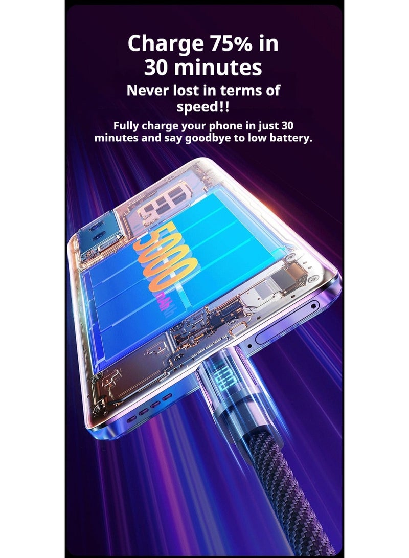 أضف هذا كابل شحن سريع للهواتف المحمولة على طراز Cyberpunk بطول 1.2 متر وقوة100 وات - Image 4