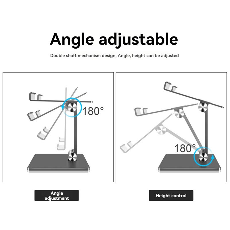 Aluminium Alloy Tablet Stand Desktop Tablet Lazy Folding Stand Adjustable Aluminium Alloy Metal Desktop Phone Holder Mobile Phone Tablet Universal Holder - Image 3