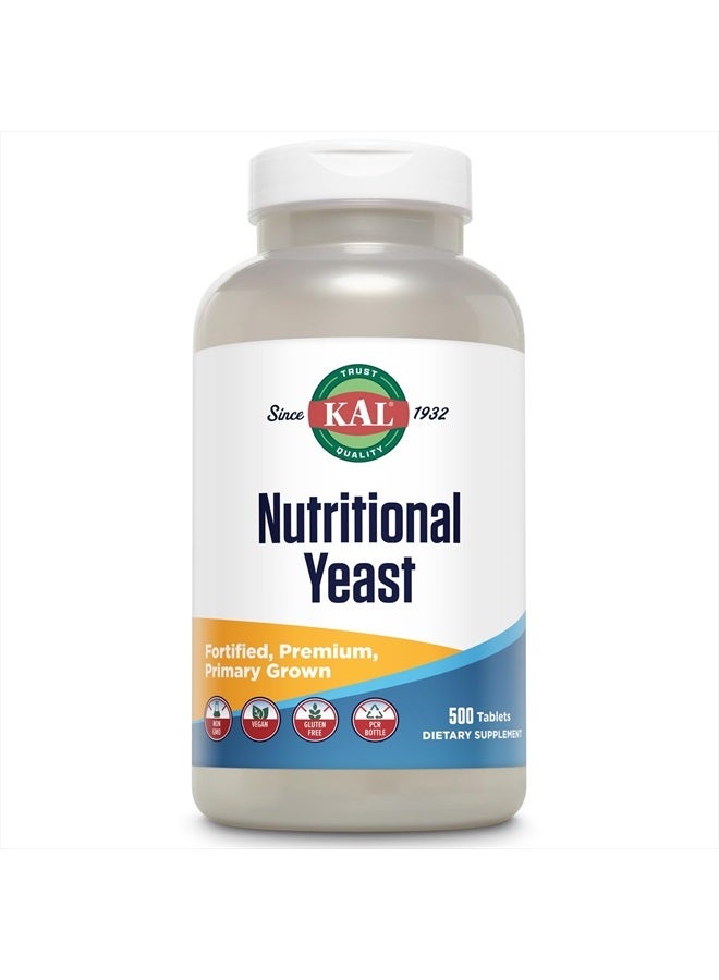 KAL Nutritional Yeast Supplement, Fortified w/ B12, Biotin, Folic Acid, Other B Vitamins, Naturally Occurring Amino Acids, Healthy Hair, Skin & Energy Support, Vegan, Gluten Free, 83 Serv, 500 Tablets - Image 1