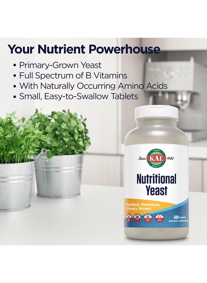KAL Nutritional Yeast Supplement, Fortified w/ B12, Biotin, Folic Acid, Other B Vitamins, Naturally Occurring Amino Acids, Healthy Hair, Skin & Energy Support, Vegan, Gluten Free, 83 Serv, 500 Tablets - Image 3