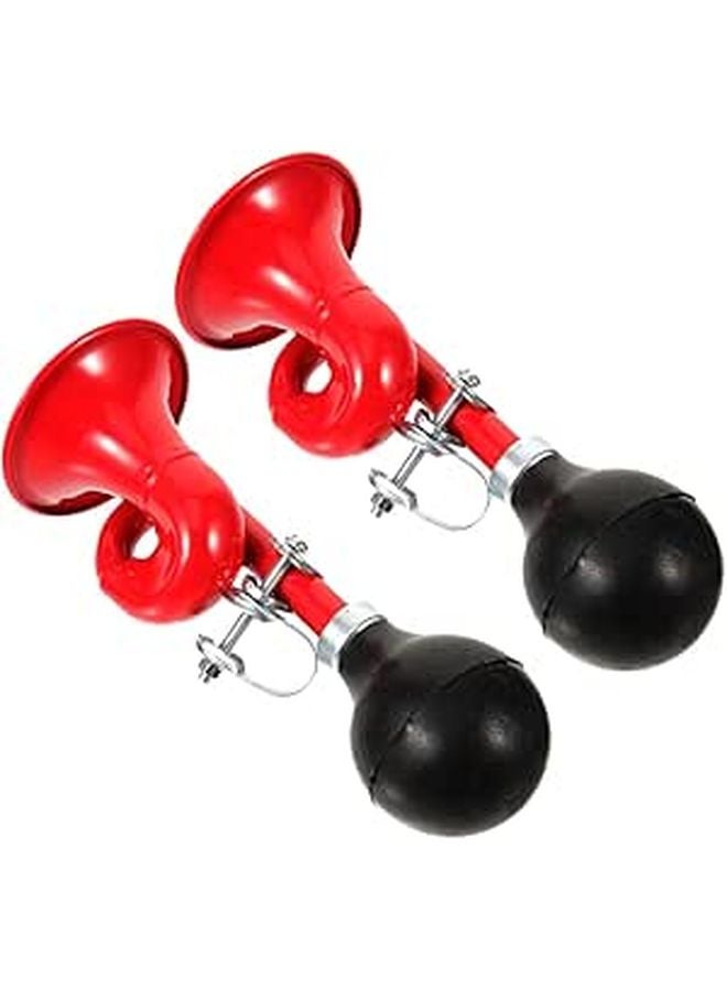 Loud Vintage Snail Shape Bicycle Air Horn Mountain Bike Safety Warning Horn Red 2 Pack - Image 1
