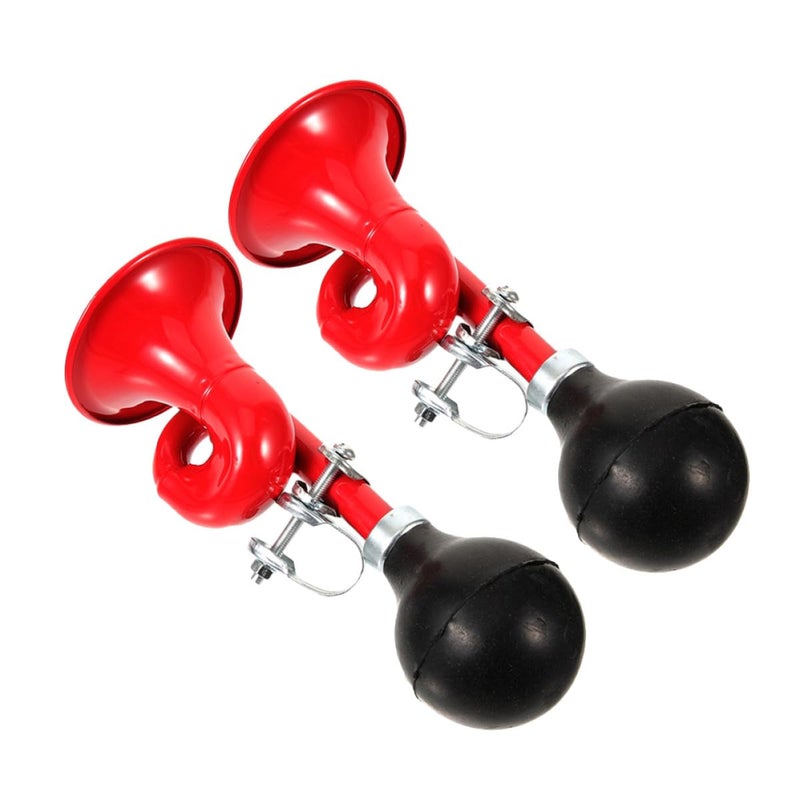 Loud Vintage Snail Shape Bicycle Air Horn Mountain Bike Safety Warning Horn Red 2 Pack - Image 2