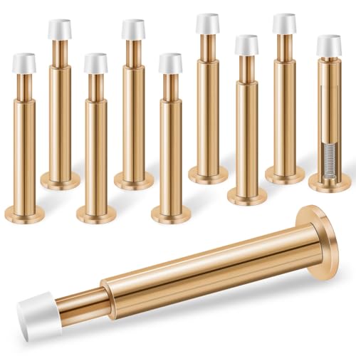 KOLAKO Door Stoppers for Wall 10 Pack Spring Door Stop 44 Inch Door Stoppers for Bottom of Door Long Doorstop Door Bumper Wall Protector Gold - Image 1