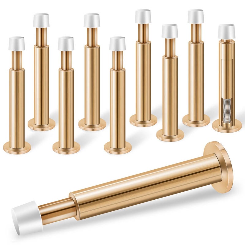 KOLAKO Door Stoppers for Wall 10 Pack Spring Door Stop 44 Inch Door Stoppers for Bottom of Door Long Doorstop Door Bumper Wall Protector Gold - Image 2