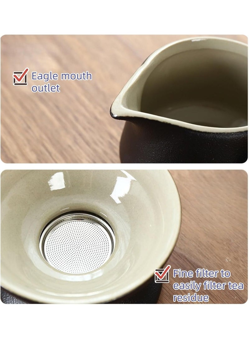 والالا طقم شاي بورسلين مكون من 9 قطع، طقم شاي محمول متعدد الوظائف، طقم شاي سيراميك مع حقيبة جلدية، مناسب للسفر والمنزل والهدايا والاستخدام الخارجي والمكتبي - Image 5