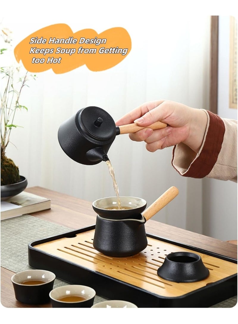 والالا طقم شاي بورسلين مكون من 9 قطع، طقم شاي محمول متعدد الوظائف، طقم شاي سيراميك مع حقيبة جلدية، مناسب للسفر والمنزل والهدايا والاستخدام الخارجي والمكتبي - Image 2