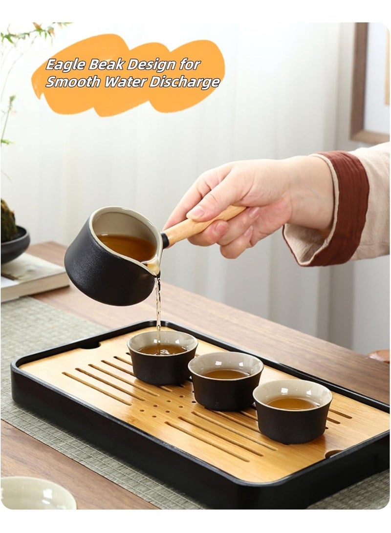 والالا طقم شاي بورسلين مكون من 9 قطع، طقم شاي محمول متعدد الوظائف، طقم شاي سيراميك مع حقيبة جلدية، مناسب للسفر والمنزل والهدايا والاستخدام الخارجي والمكتبي - Image 3