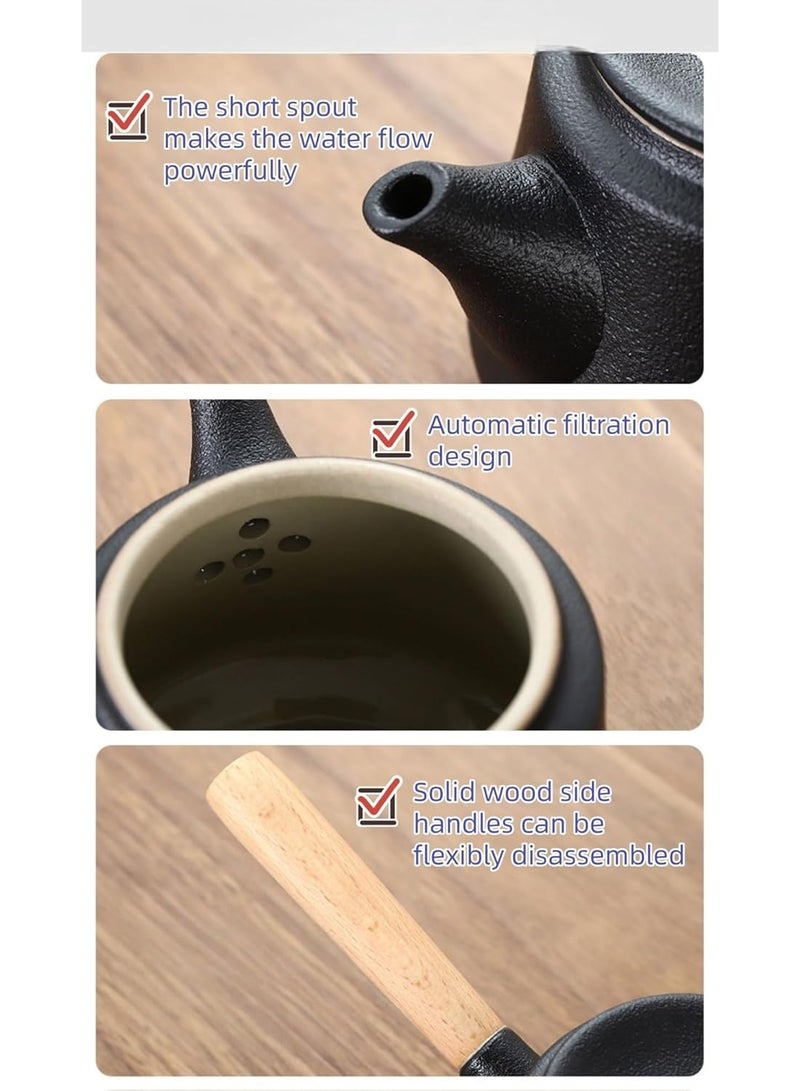 والالا طقم شاي بورسلين مكون من 9 قطع، طقم شاي محمول متعدد الوظائف، طقم شاي سيراميك مع حقيبة جلدية، مناسب للسفر والمنزل والهدايا والاستخدام الخارجي والمكتبي - Image 4