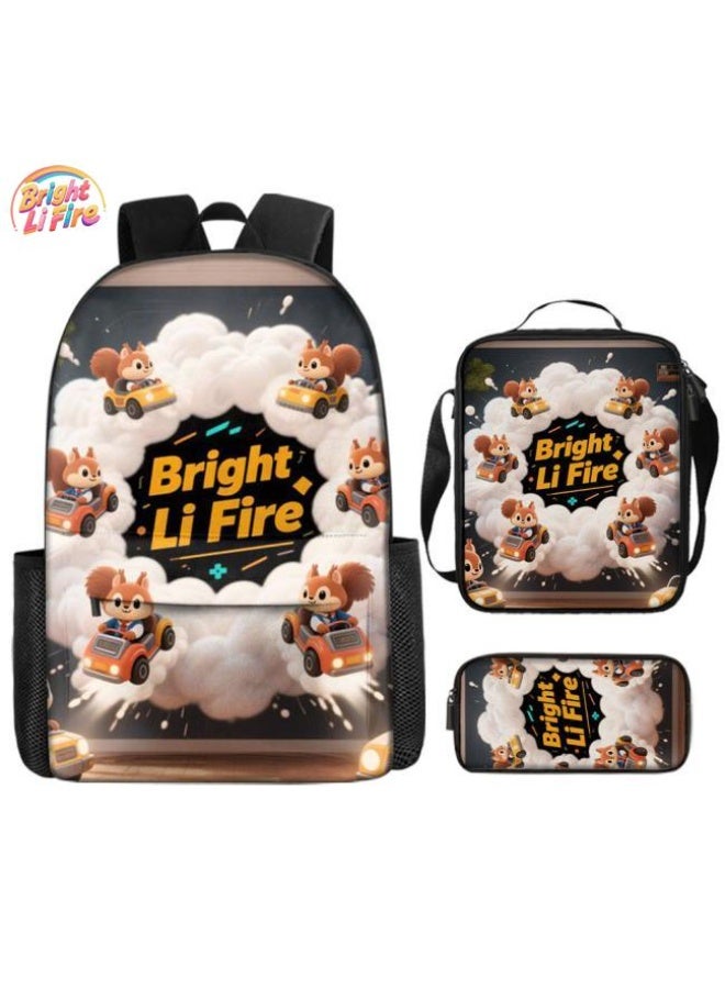 واضح من النار مجموعة من ثلاث قطع من حقائب الرسوم المتحركة، تتعامل بسهولة مع المناسبات المختلفة (الطلاب والأطفال ونزهات الأصدقاء وتسلق الجبال والدراسة وما إلى ذلك) | حقيبة ظهر + حقيبة محمولة باليد + حقيبة قرطاسية | هدايا الموسم المدرسي / العطلات - 57 - Image 1