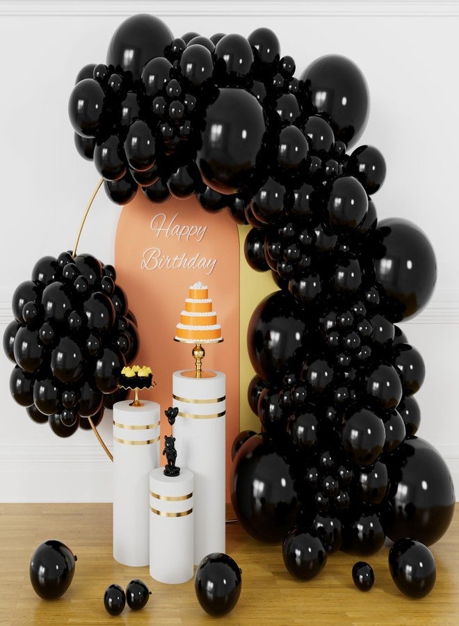 KUULBELA 134Pcs Black Balloons Different Sizes 5 10 12 18 Inch Black Balloon Garland Arch Kit, Latex Balloons for Birthday Wedding Baby Shower Party Decorations. - Image 1