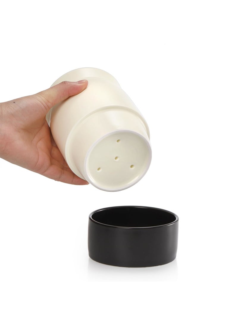 SYOSI Ceramic Tableware Barrel, Ceramic Kitchen Utensil Holder with Drain Hole - 5.7 x 3.9 inches Utinsle Holders Home Accessories, Countertop Cutlery Organizer for Spoons, Forks, and More - Image 3