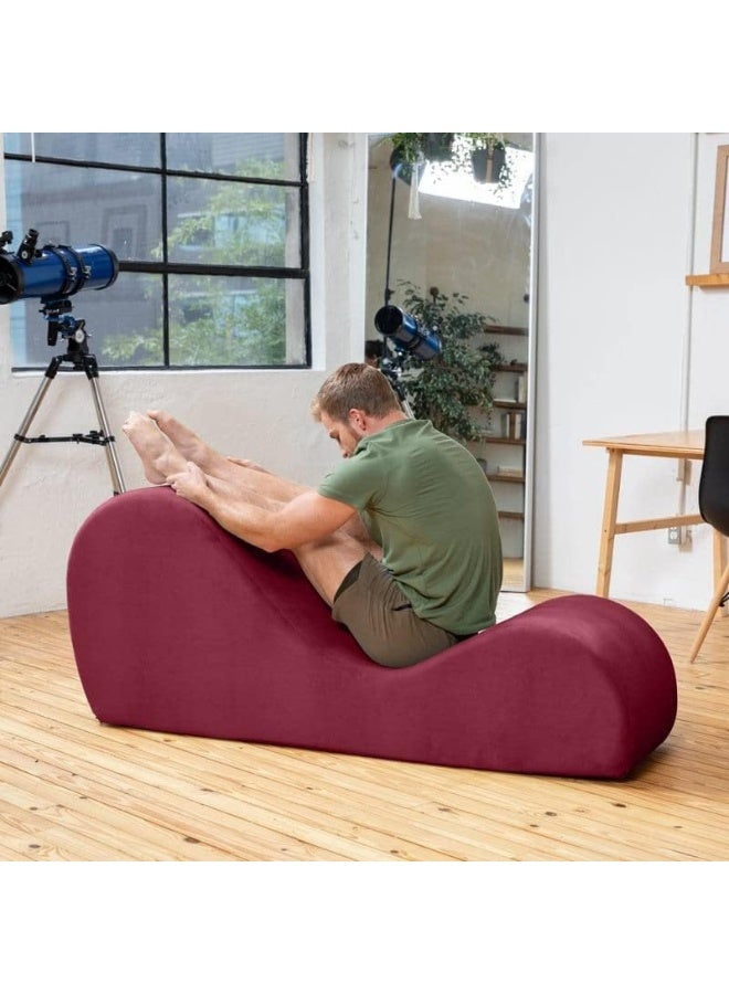 Generic Stylish Velvet S-Shape Sofa Modern Yoga Chaise Lounge Comfort with Vintage Charm (Red)  - Image 3