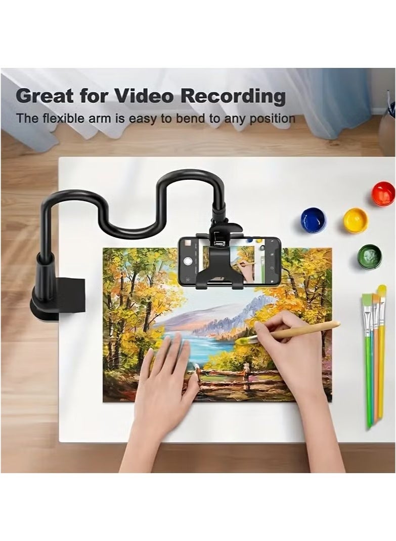 1pc Cell Phone Clip On Stand Holder - With Grip Flexible Long Arm Lazy Bracket Mount Clamp For IPhone 15 Pro Max, 12 13 14  - Image 4