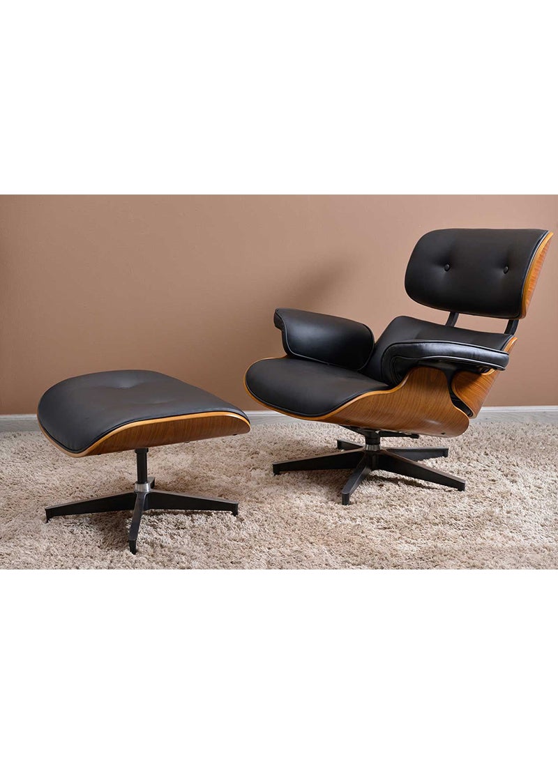 Mahmayi Mahmayi UL UT-9000 Modern Recliner Sofa chair for living room and bedroom with Ottoman - Black  - Image 1