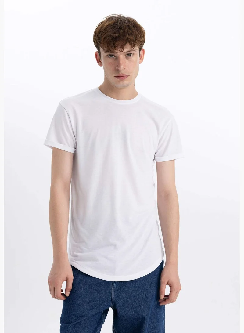 ديفاكتو Short Sleeve Long Fit Crew Neck T-Shirt