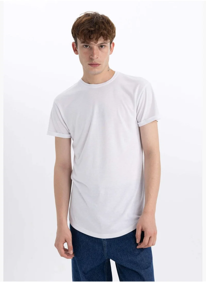 DeFacto Short Sleeve Long Fit Crew Neck T-Shirt