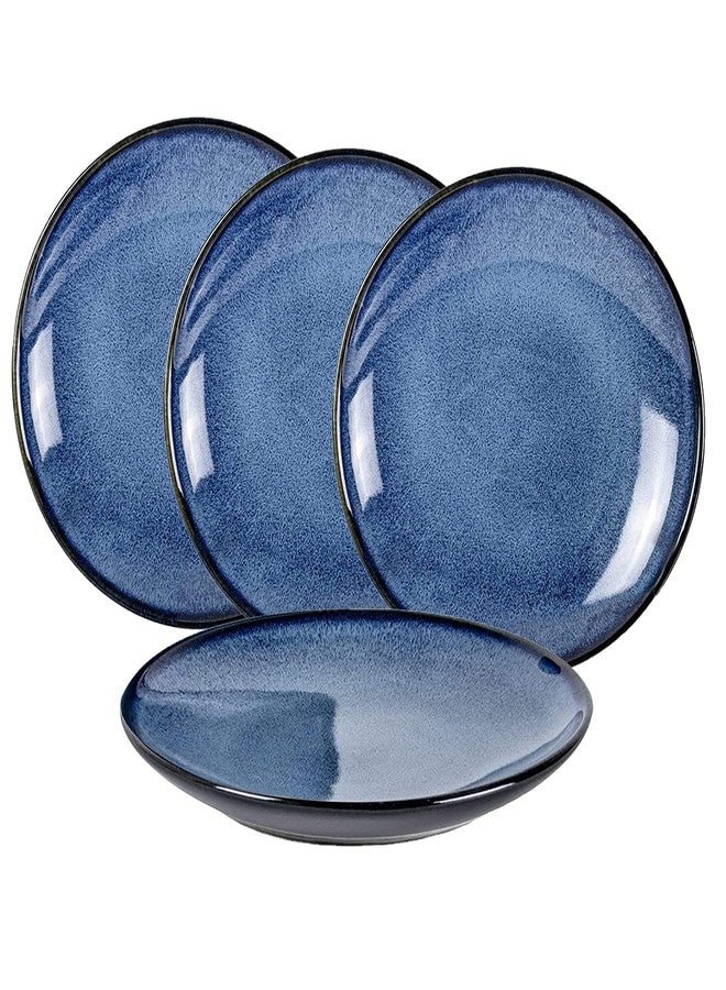 UNICASA Ceramic Dinner Plates Set of 4, Porcelain 10.25 Inch Pasta Plate Set, Reactive Glaze Serving Dishes for Steak, Salad, Pizza, Dishwasher & Microwave Safe (Blue) - Image 1