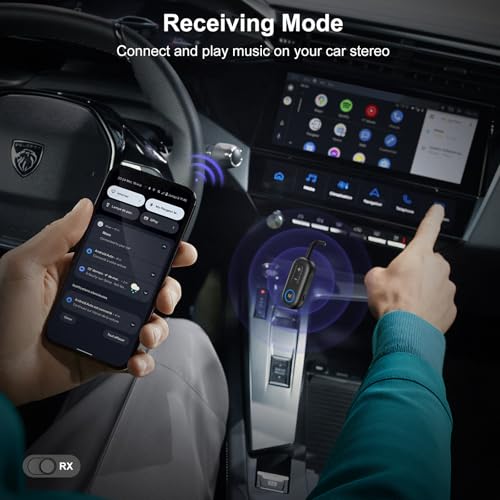 JXTZ Bluetooth 5.3 Transmitter Receiver, 2 in 1 Wireless Audio Adapter for TV, Headphone, Speaker, Aux Bluetooth Adapter for Car, Hand-Free Call, Portable Wireless Adapter for Gym, Airplanes, Home - Image 3