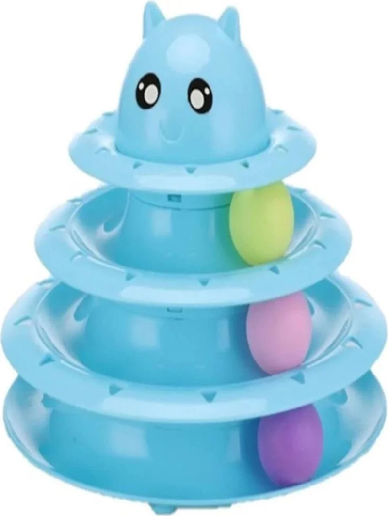 Pikas Round Cat Toy with 3 Layers Ball, Wrapping Ball, Round Cat Toy with Blue Ball Cat Fun