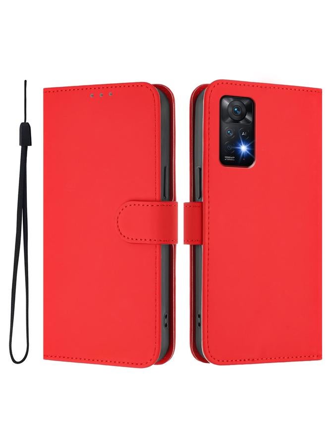 S-TOP Case For Redmi Note 11 Pro 4G Global Skin Feel Solid Color Leather Phone Case with Lanyard - Image 2