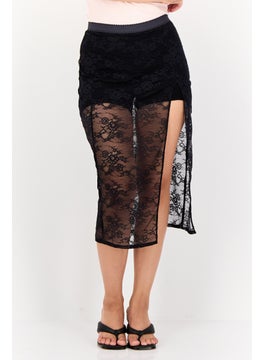 Dorina Women Eyelet Recycled Slit Mini Skirt, Black  - Image 1