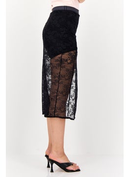 Dorina Women Eyelet Recycled Slit Mini Skirt, Black  - Image 2