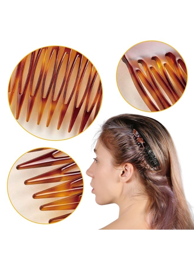 أمشاط جانبية للشعر - مشابك صغيرة لأمشاط الشعر الجانبية الفرنسية للنساء، إكسسوارات تصفيف الشعر الفرنسية المزخرفة - 4 قطع (لون السلحفاة، بني) - Image 5