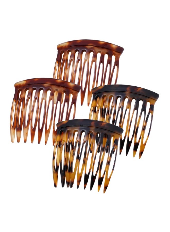 أمشاط جانبية للشعر - مشابك صغيرة لأمشاط الشعر الجانبية الفرنسية للنساء، إكسسوارات تصفيف الشعر الفرنسية المزخرفة - 4 قطع (لون السلحفاة، بني) - Image 2