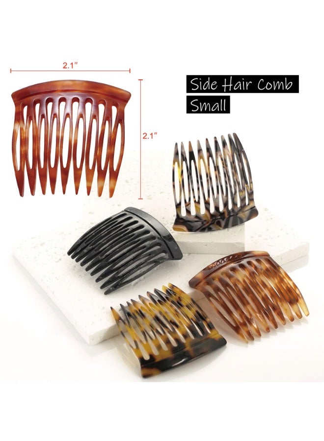 أمشاط جانبية للشعر - مشابك صغيرة لأمشاط الشعر الجانبية الفرنسية للنساء، إكسسوارات تصفيف الشعر الفرنسية المزخرفة - 4 قطع (لون السلحفاة، بني) - Image 4