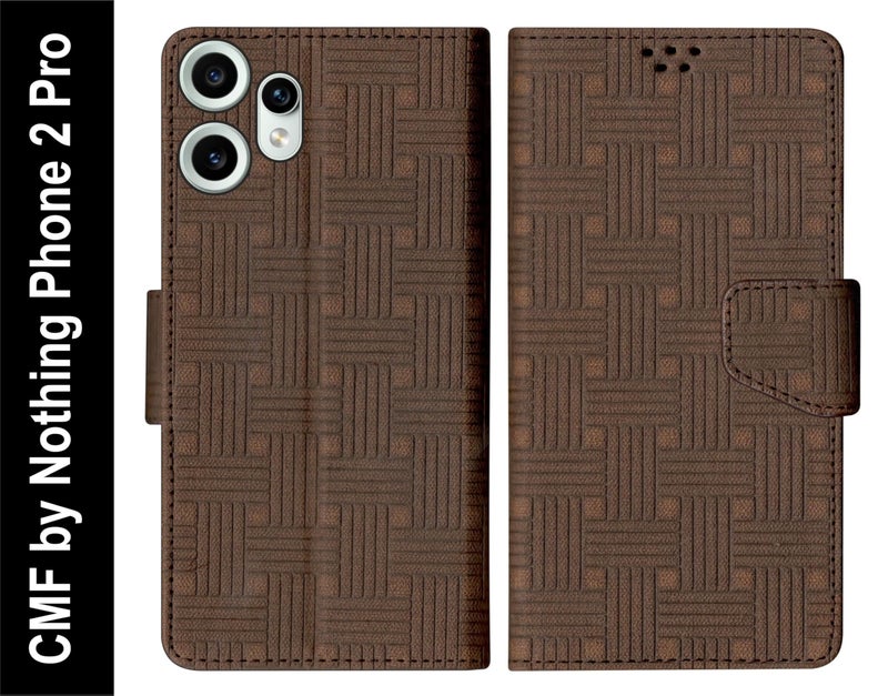 SBMS Flip Cover for CMF by Nothing Phone 2 Pro Back Cover Case with Magnatic Closure | Inbuilt Stand | Card & Money Pocket (Brown) - Image 2