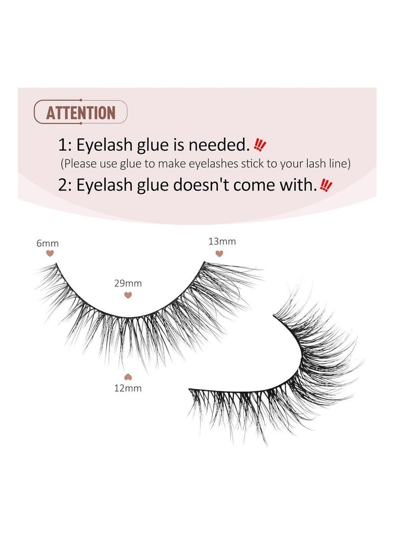 GlamKit Natural Lashes Wispy Lashes Natural Look False Eyelashes Natural Flared Eyelashes False Eye Lashes Soft Fluffy Lashes 7 Pairs D1 Natural (6-13MM) - Image 4