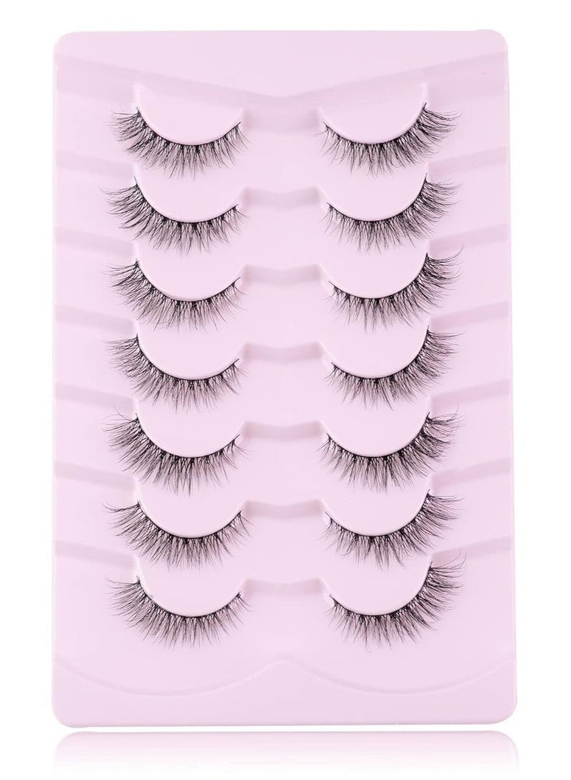 GlamKit Natural Lashes Wispy Lashes Natural Look False Eyelashes Natural Flared Eyelashes False Eye Lashes Soft Fluffy Lashes 7 Pairs D1 Natural (6-13MM) - Image 5