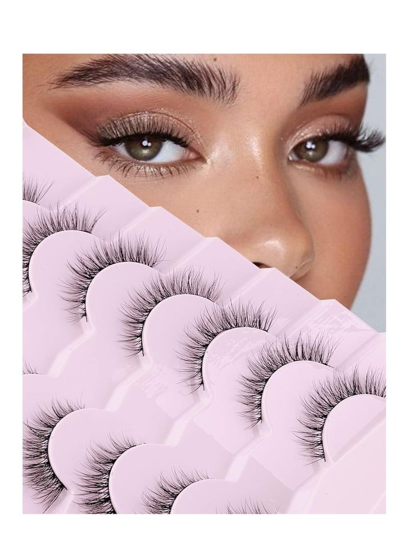 GlamKit Natural Lashes Wispy Lashes Natural Look False Eyelashes Natural Flared Eyelashes False Eye Lashes Soft Fluffy Lashes 7 Pairs D1 Natural (6-13MM) - Image 3