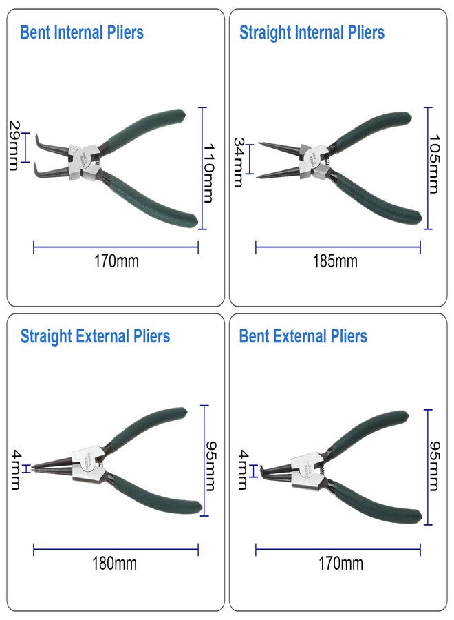 FengWu 4 Piece 7 Inch Internal/External Snap Ring Pliers Set Heavy Duty Circlip Pliers Kit Straight/Bent Jaw Pliers for Ring Remover Retaining and Remove Hoses - Image 2