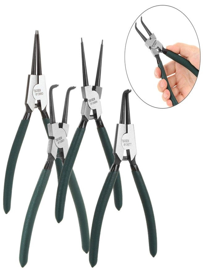 FengWu 4 Piece 7 Inch Internal/External Snap Ring Pliers Set Heavy Duty Circlip Pliers Kit Straight/Bent Jaw Pliers for Ring Remover Retaining and Remove Hoses - Image 5