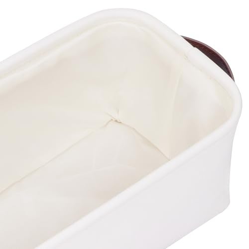 Kntiwiwo Small Fabric Storage Bins, 15x6x5 inch Narrow Storage Baskets 4-Pack Long Storage Basket for Organizing with Handles, Decorative Basket for Closets, Shelves, Toilet Paper, White - Image 4