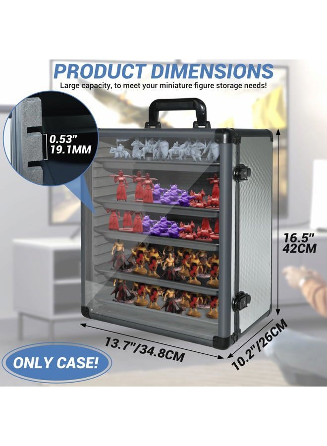 ORKELS Miniatures Storage Case with 5 Metal Tray, Clear Display Transport Case with Lock, Aluminum Alloy Frame Organizer for Mini Action Figures, Collectibles - Image 2