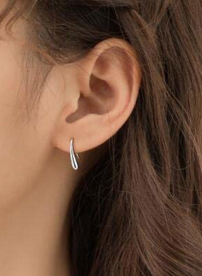 AMBESTEE Women Fashion Teardrop Back Earrings,Small Sterling Sliver Plated Classic Dangle Hoop Earring Thread Drop Earrings, Metal - Image 3