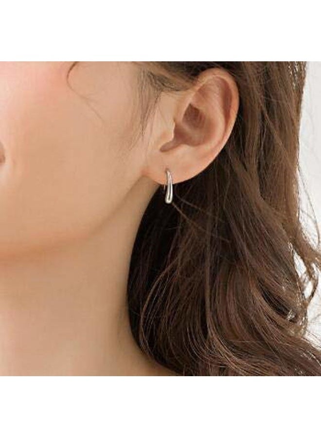 AMBESTEE Women Fashion Teardrop Back Earrings,Small Sterling Sliver Plated Classic Dangle Hoop Earring Thread Drop Earrings, Metal - Image 4