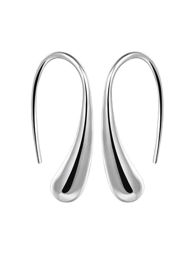 AMBESTEE Women Fashion Teardrop Back Earrings,Small Sterling Sliver Plated Classic Dangle Hoop Earring Thread Drop Earrings, Metal - Image 1