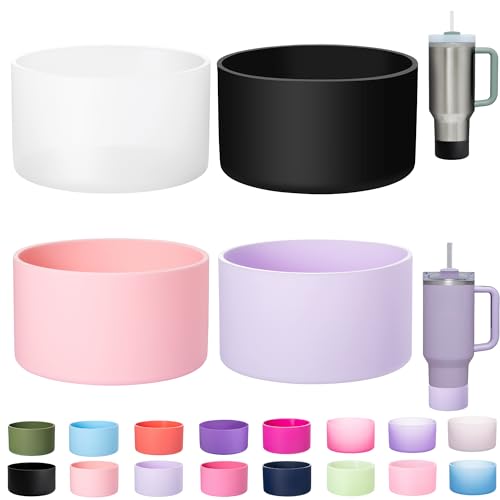 LONPARRY 2-Pack Silicone Boot for Stanley 40 30 oz Quencher Adventure Tumbler, Stanley IceFlow 30 20 oz, Stanley Cup Protector Accessories Anti-Slip Sleeve Clear+Black+Fog+Pink - Image 1