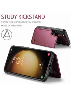 CaseMe Wallet Case for Samsung Galaxy S23 Plus, Premium Handmade Durable PU Leather Slim Shockproof Case with [Double Magnetic Clasp] [Card Holder] [Kickstand] [RFID Blocking] (Red)  - Image 5
