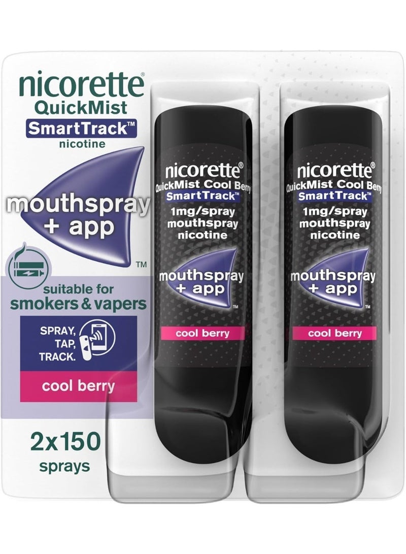 Nicorette Quickmist SmartTrack Mouthspray, Cool Berry (2 x 150 sprays) - Image 1