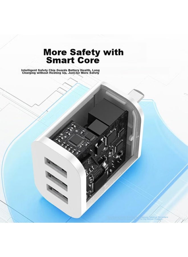 Kovol 3.4a Three-port Usb Charger Adapter Compatible With 5v2a/1a Multiple Ports Fast Charging For Apple, Huawei, Xiaomi, Samsung, Oppo, Android Phones And Tablets - Image 4
